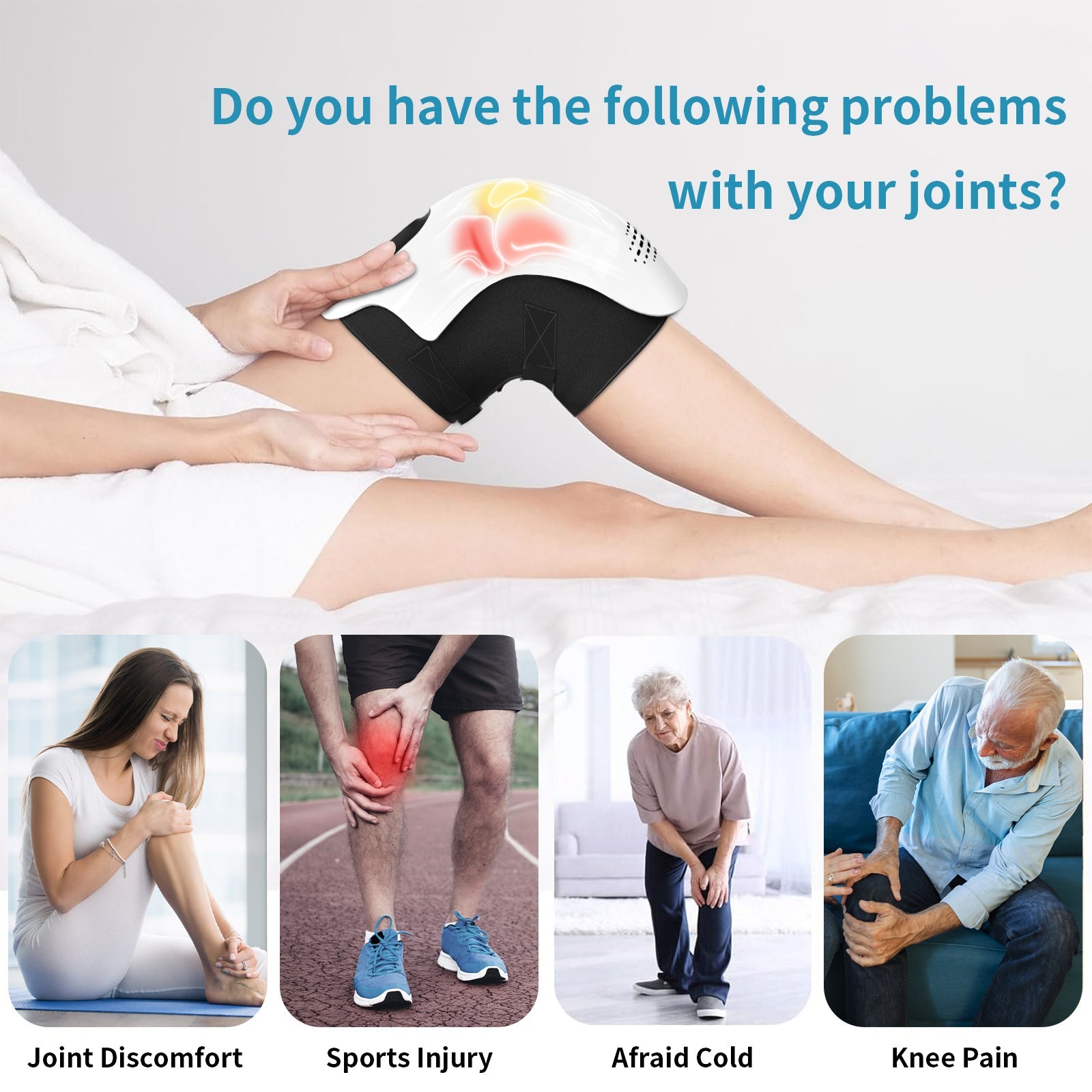 Intelligent Home Use Electric Intelligent Kneading Heating Knee Massager Rechargeable Pain Relief Infrared Laser Vibration Knee Massager - e & cj8e & cj8