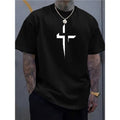 Street - style Mens Casual Loose - fit Cross - print Creative Sports Short - sleeve Top - e & cj8e & cj8