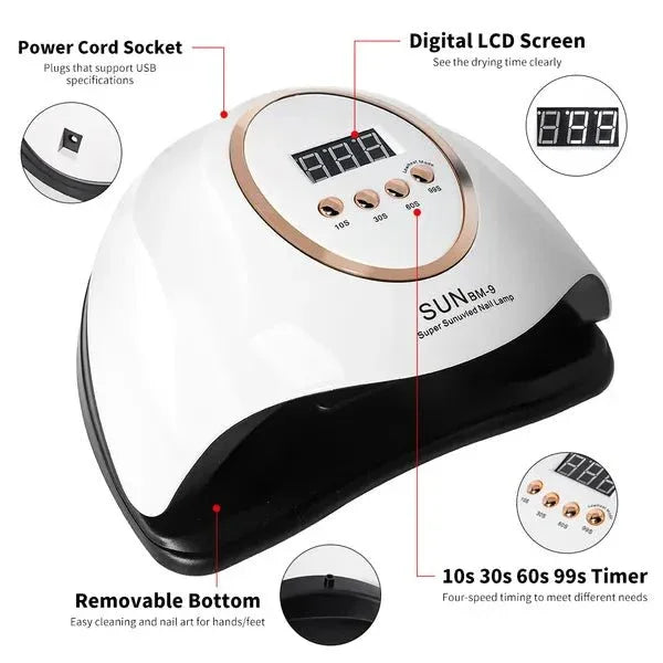 UV LED Nail Lamp,280W Nail Curing Lamps For Gel Polish With Automatic Sensor 4 Timer Setting,Led Nail Dryer, Professional Nail Art Drying Tools For Fingernail And Toenail - e & cj8e & cj8