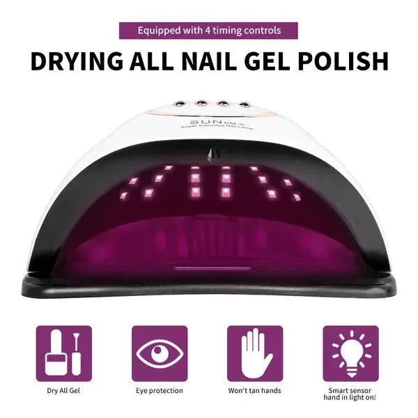 UV LED Nail Lamp,280W Nail Curing Lamps For Gel Polish With Automatic Sensor 4 Timer Setting,Led Nail Dryer, Professional Nail Art Drying Tools For Fingernail And Toenail - e & cj8e & cj8