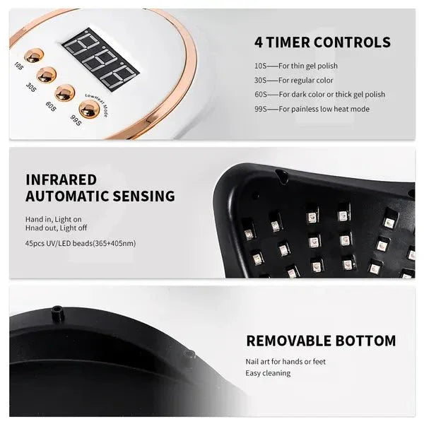 UV LED Nail Lamp,280W Nail Curing Lamps For Gel Polish With Automatic Sensor 4 Timer Setting,Led Nail Dryer, Professional Nail Art Drying Tools For Fingernail And Toenail - e & cj8e & cj8